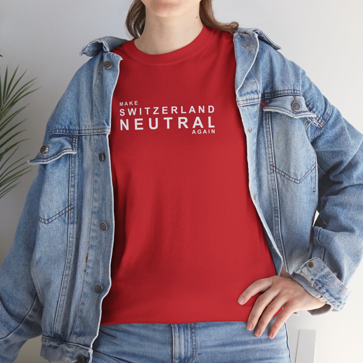 "Make Switzerland Neutral Again" Unisex Heavy Cotton Red Tee